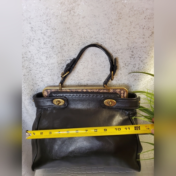 Talbots  100% Genuine Leather Double Turnlock Snakeskin Detail Satchel bag - Picture 11 of 13